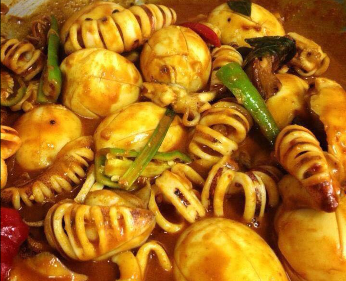 Resepi Ramadan Sotong berempah bersama telur rebus