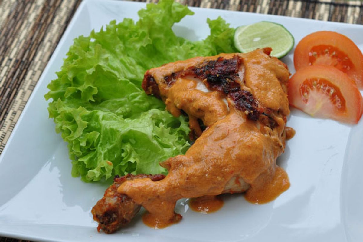Ayam Percik berkuah merah Kelantan style