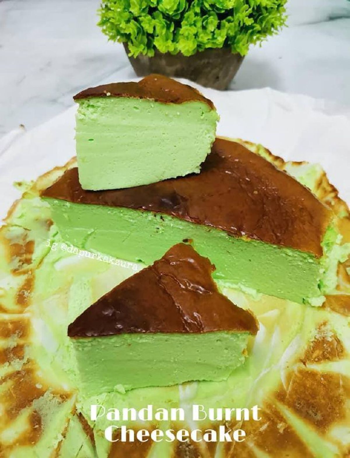 Resepi Pandan Burnt Cheesecake