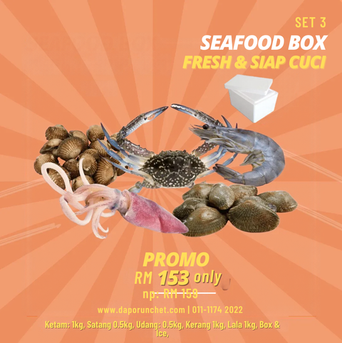 SEt 3 seafood siap siang cuci daporunchet klang valley