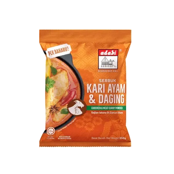 serbuk kari ayam dan daging adabi daporunchet