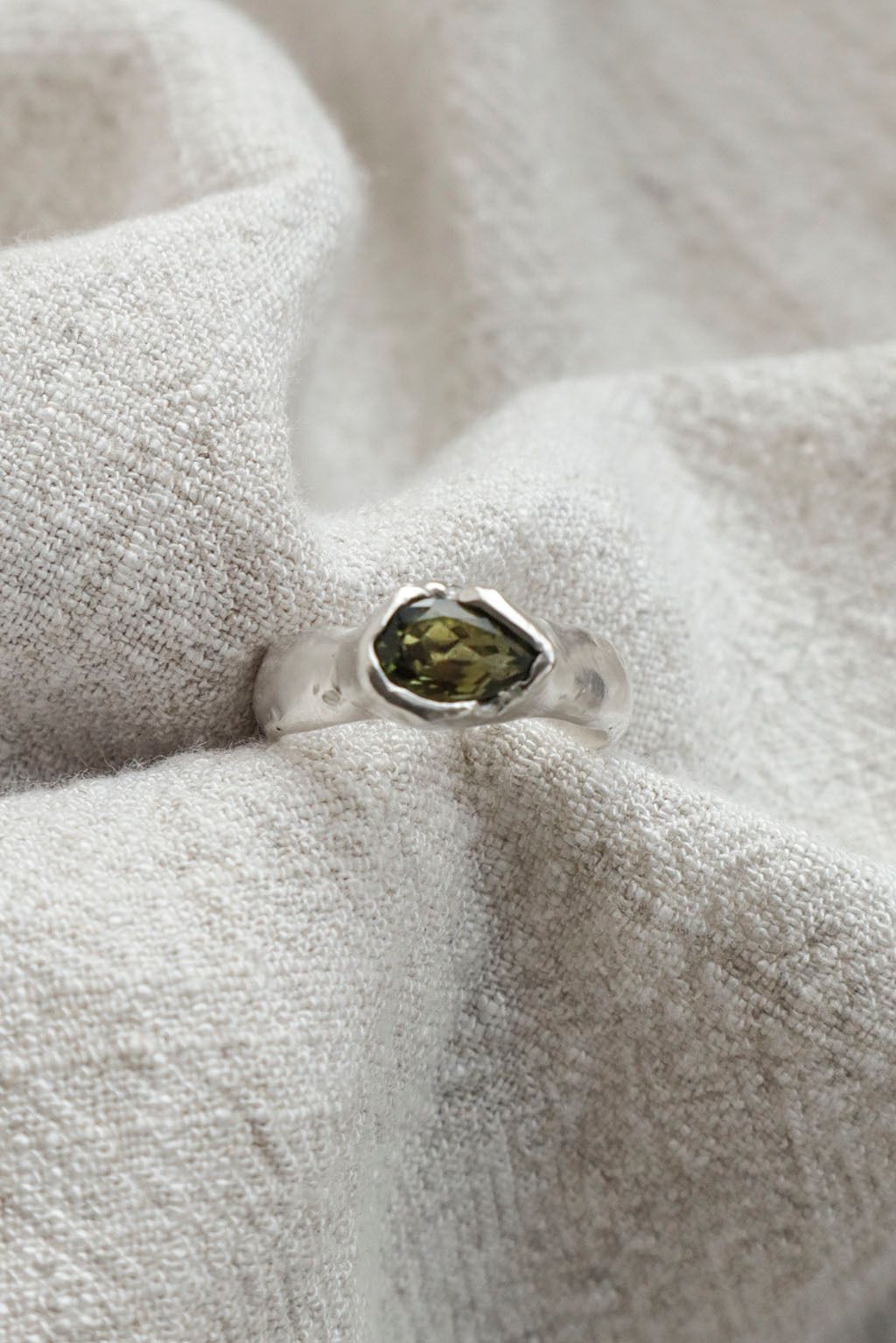 Pear Cut Green Tourmaline Ring