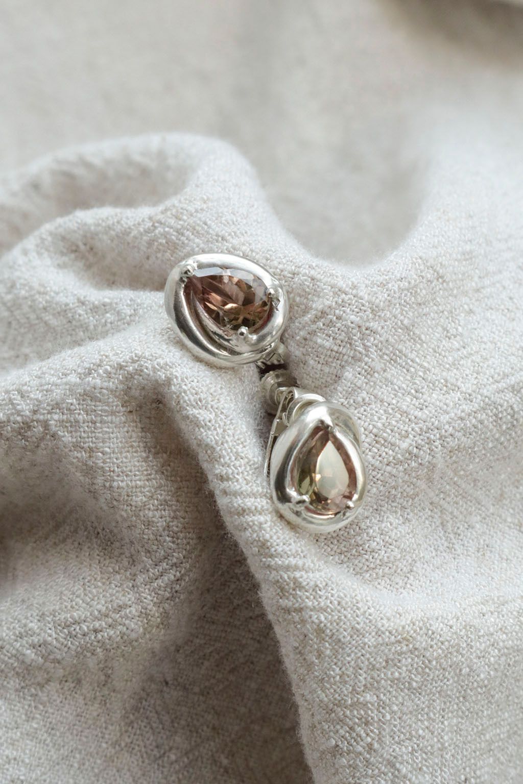 Pear Tourmaline Clip-On Earrings