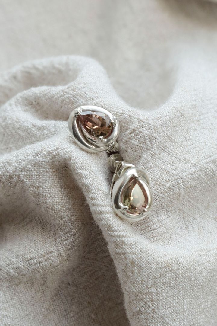 Pear Tourmaline Clip-On Earrings