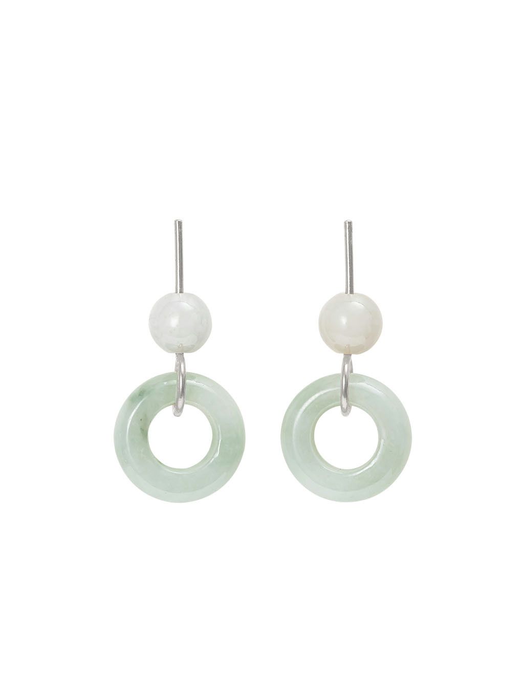 Jade Circle Stud Earrings silver 2