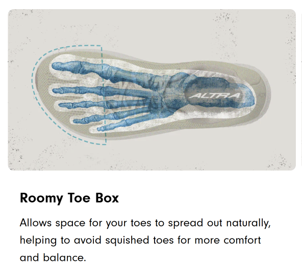 Roomy toe box