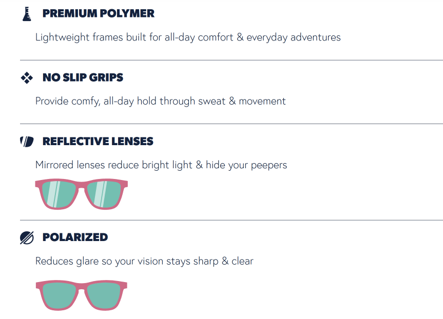 Premium Polymer-No Slip Grips-Reflective Lenses-Polarized