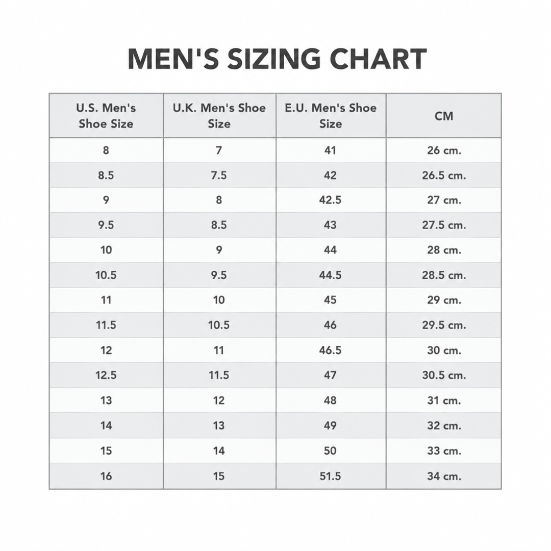 Men's Altra Shoes Size Chart