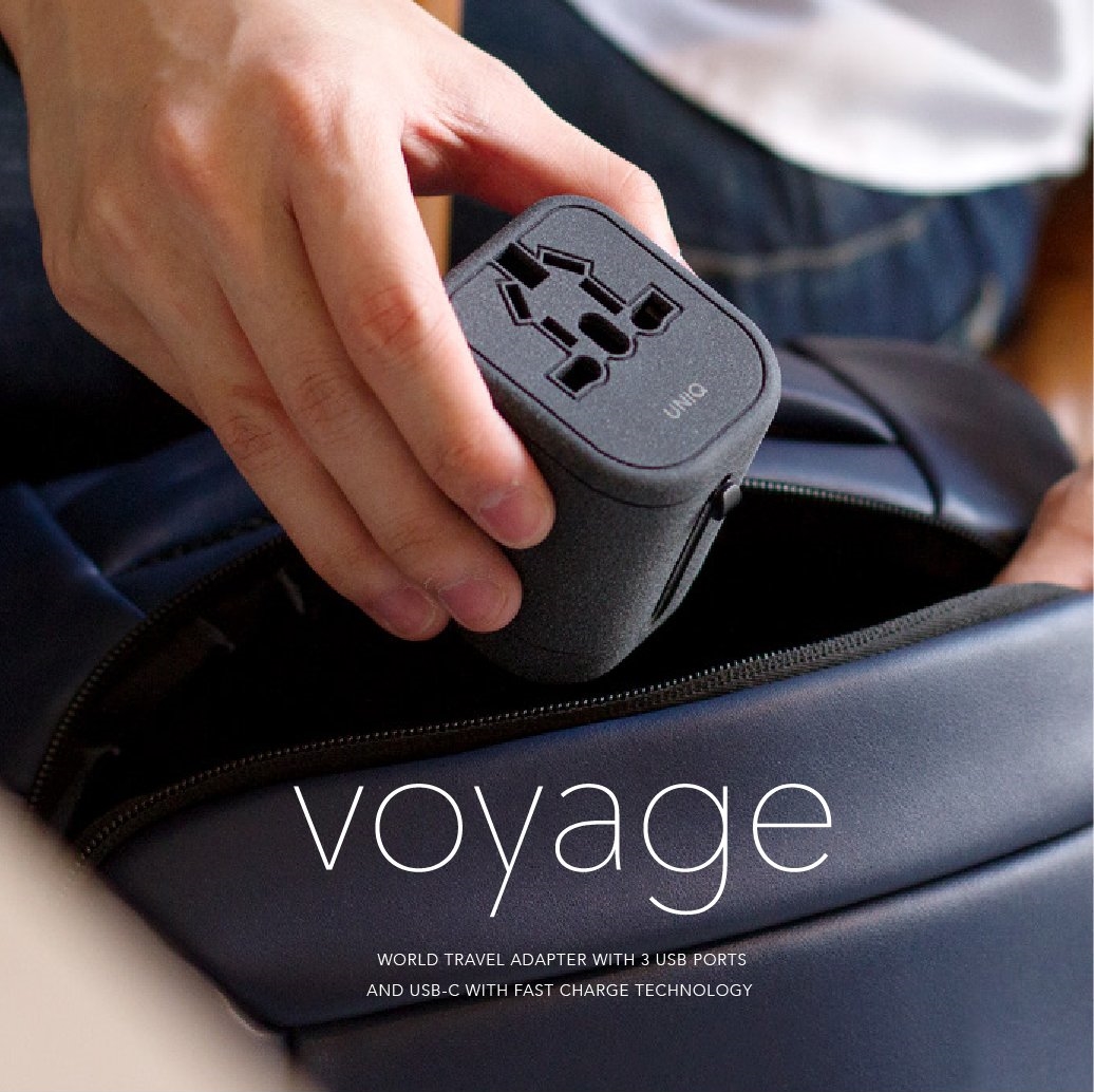 Voyage Travel Adapter with 3 USB and 1 USB C Fast Charge