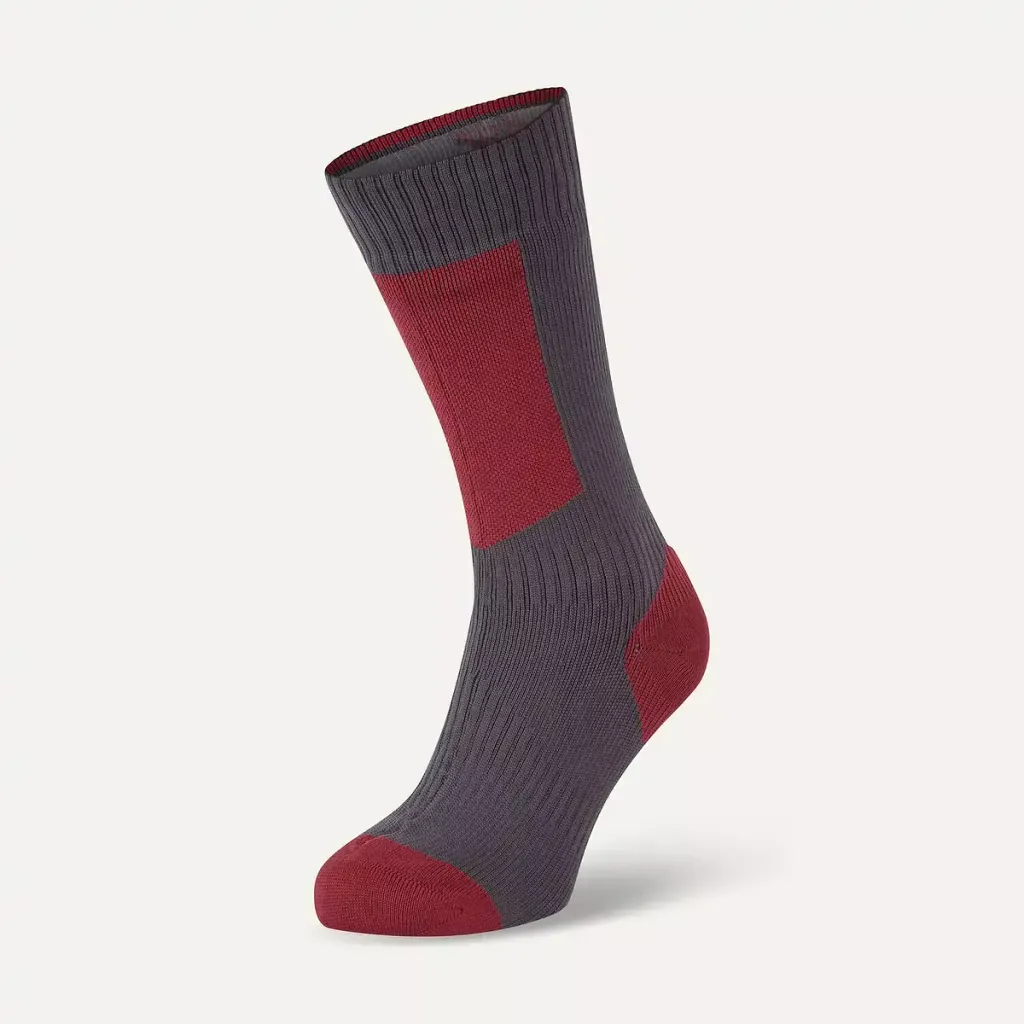 Runton_Waterproof_Cold_Weather_Mid_Length_Sock_with_Hydrostop_Grey_Red_White_1-Medium