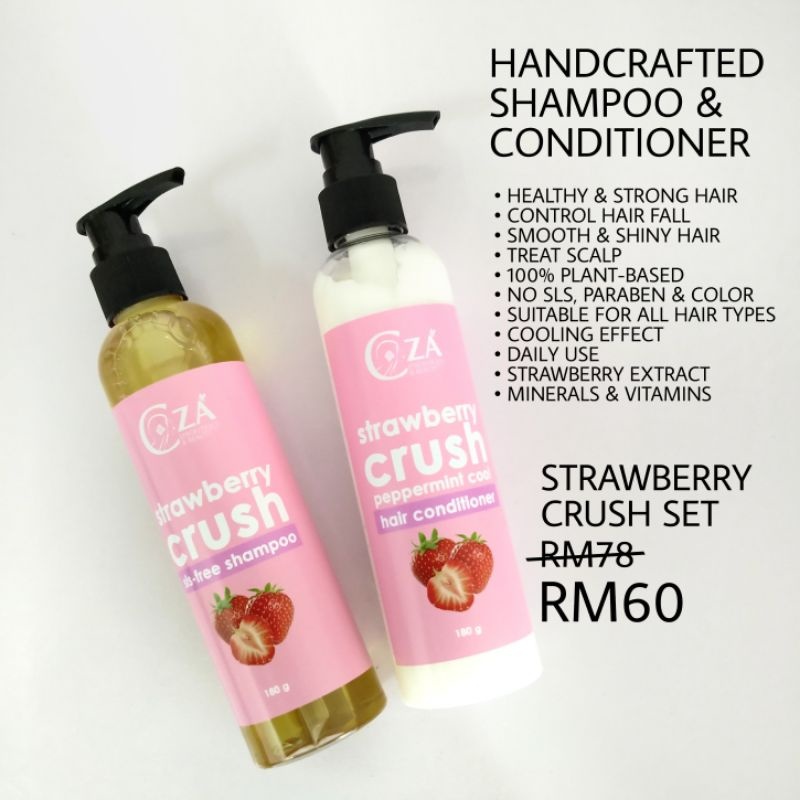 Shampoo Strawberry, Conditioner Strawberry & Veto Hair Oil : Handcrafted & Homemade Shampoo – CZA HANDCRAFTED SKINCARE Shampoo Strawberry, Conditioner Strawberry & Veto Hair Oil : Handcrafted & Homemade Shampoo – CZA HANDCRAFTED SKINCARE