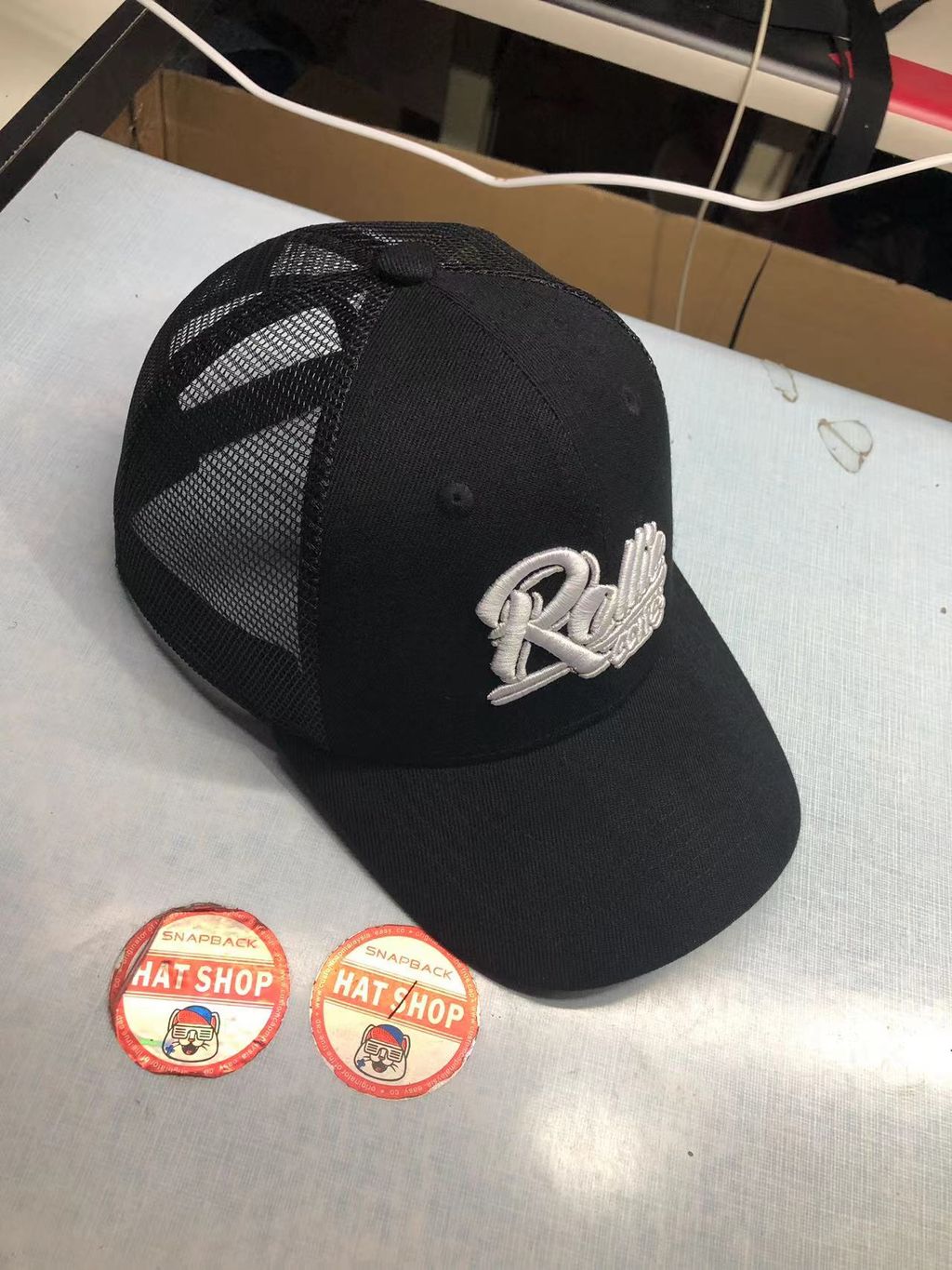 custom made trucker cap for rollie cafe