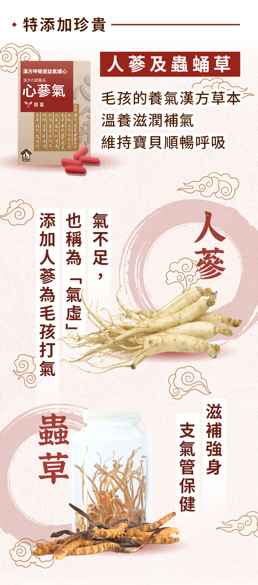 漢方保健品寵物貓狗氣管保養氣管塌陷逆向噴嚏呼吸道照顧3_人蔘黃金蟲草.jpg 漢方保健品寵物貓狗氣管保養氣管塌陷逆向噴嚏呼吸道照顧3_人蔘黃金蟲草.jpg