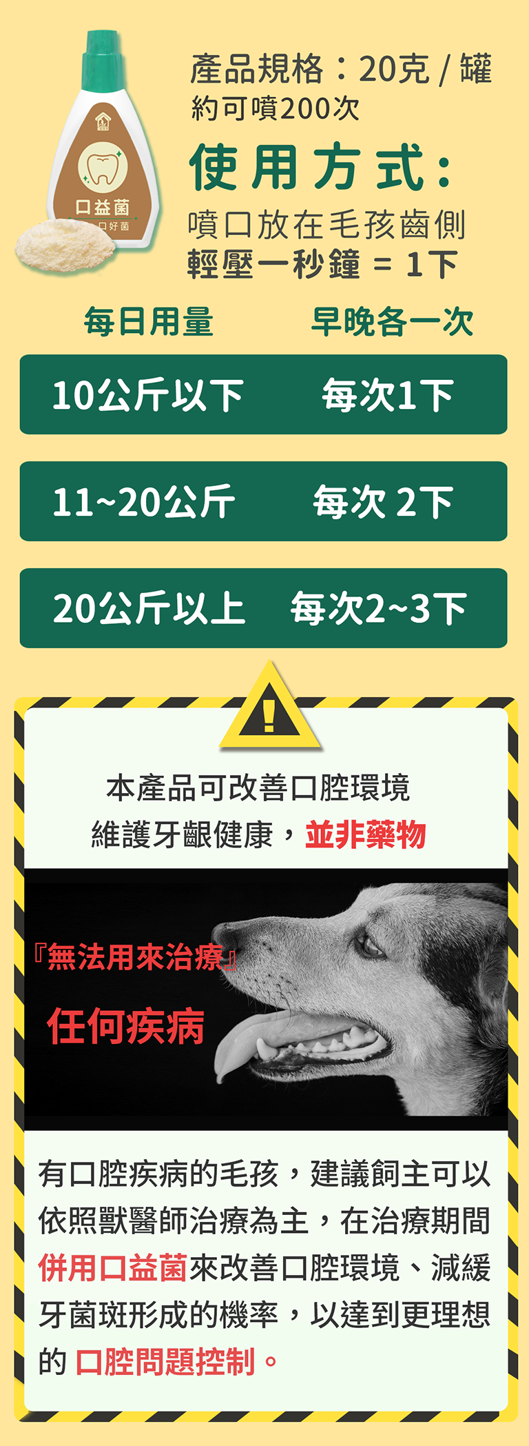 貓狗牙齦益生菌口腔護理降低口臭漢方草本牙粉噴劑09_體重建議使用量搭配刷牙效果更好