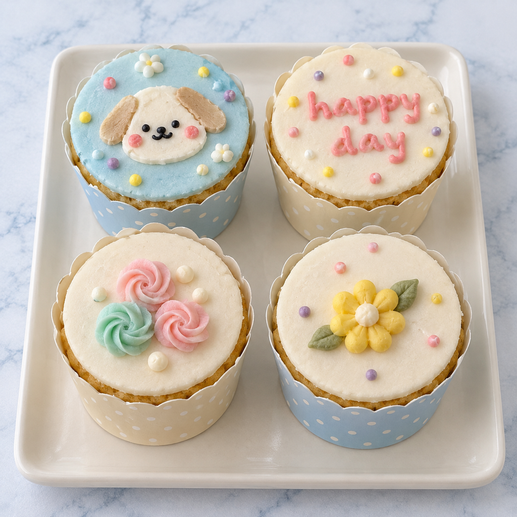 四款粉彩手作杯子蛋糕