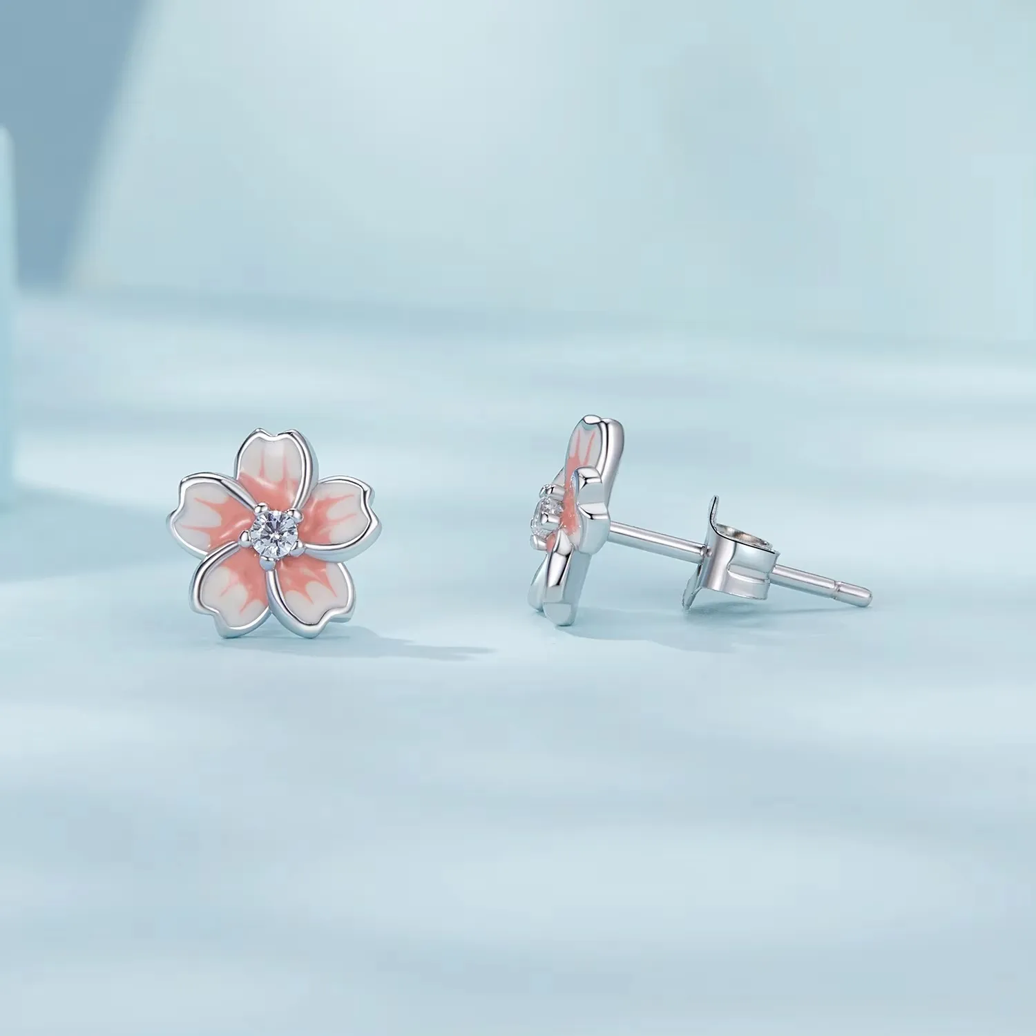 Pink Sakura S925 Earrings