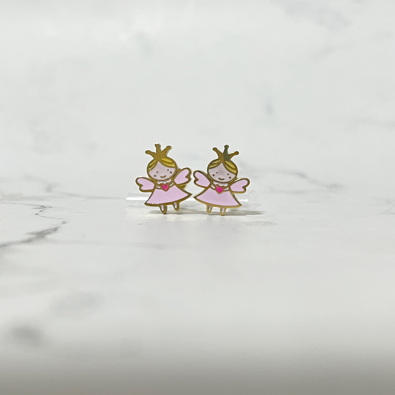 Little Pink Angel Stainless Steel Earrings