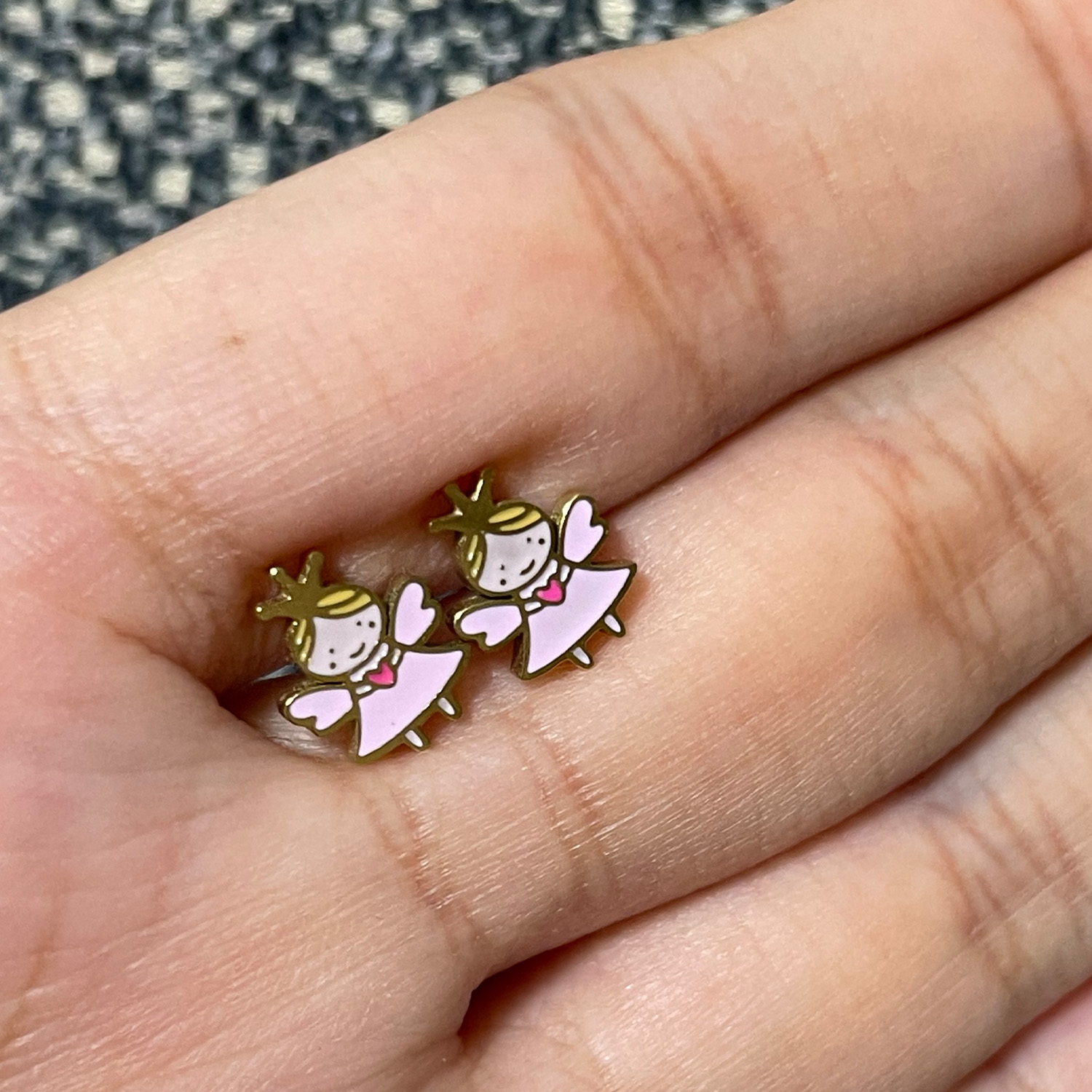 PLittle Pink Angel Stainless Steel Earrings