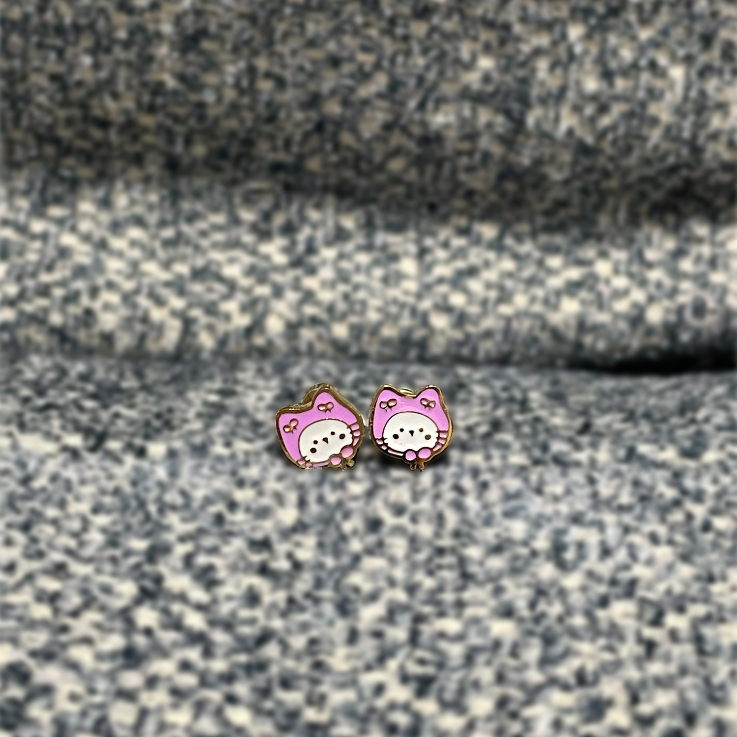 Hello Kitty Cat Kigirumi Stainless Steel Earrings