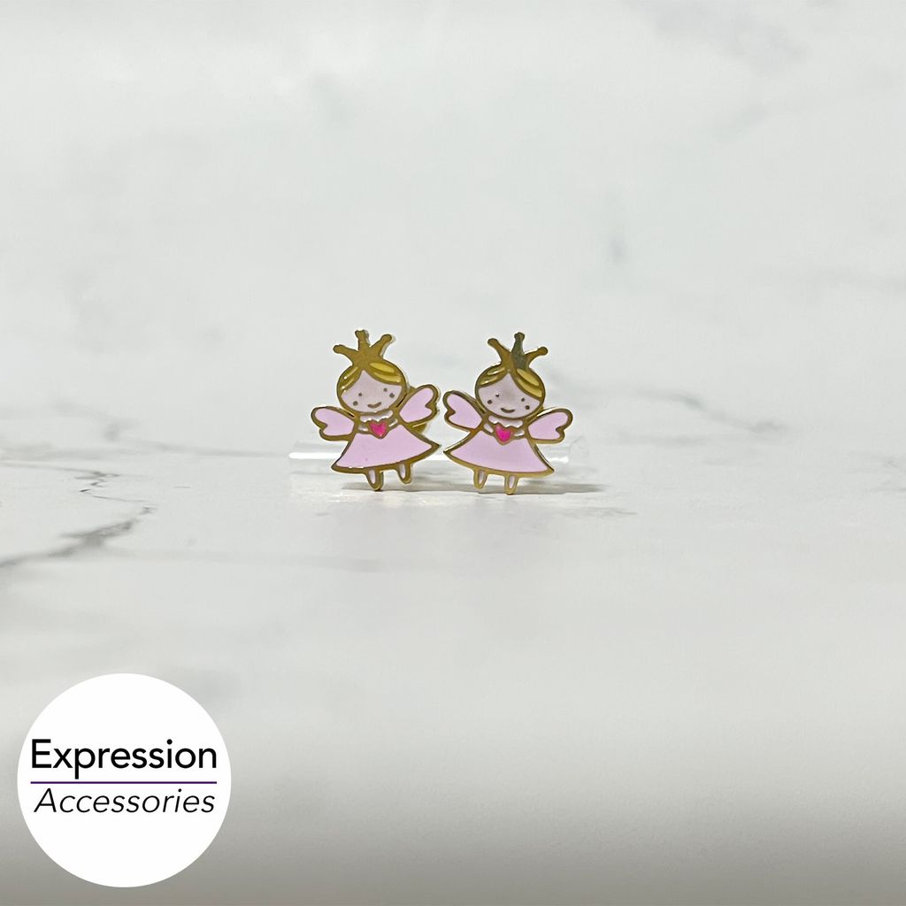 Little Pink Angel Stainless Steel Earrings