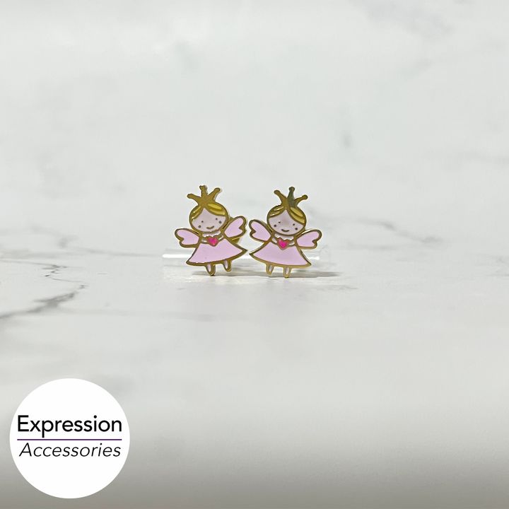 Little Pink Angel Stainless Steel Earrings