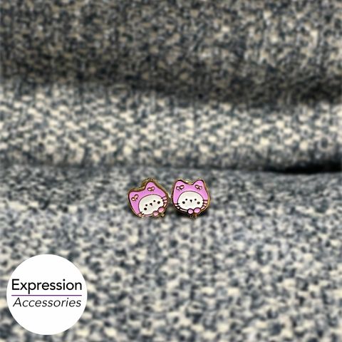 Hello Kitty Cat Kigirumi Stainless Steel Earrings