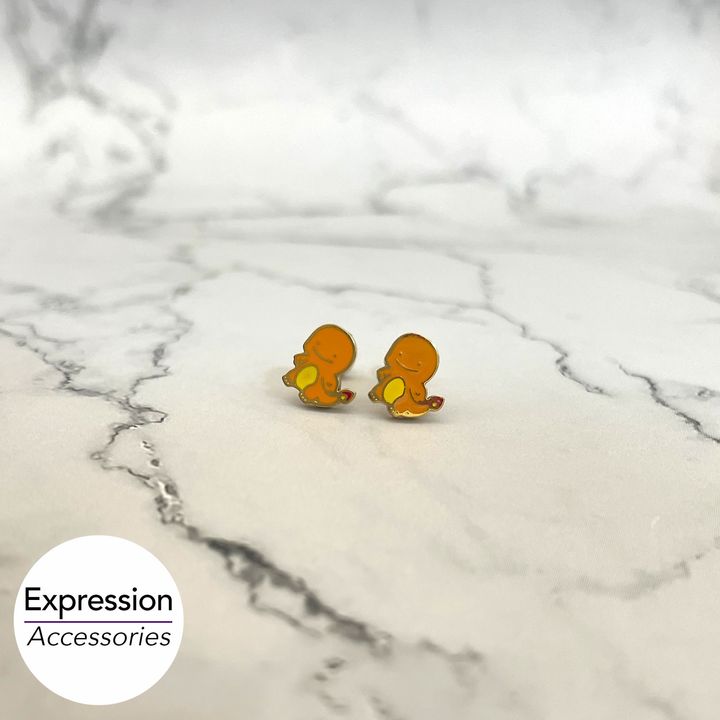 Charmander Screwback Closure Stainless Steel Earrings