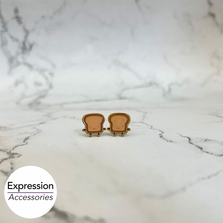 Toast Screwback Closure Stainless Steel Earrings