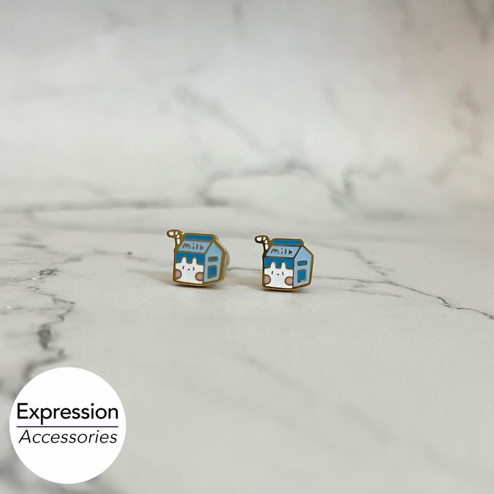 Milk Screwback Stainless Steel Earrings 牛奶耳扣不鏽鋼耳環