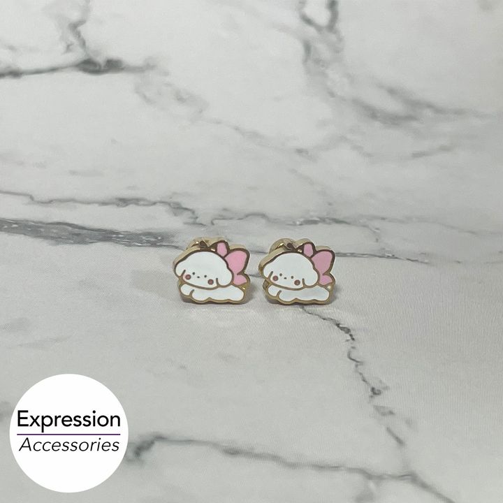 Cute Pooch Stainless Steel Screwback Earrings