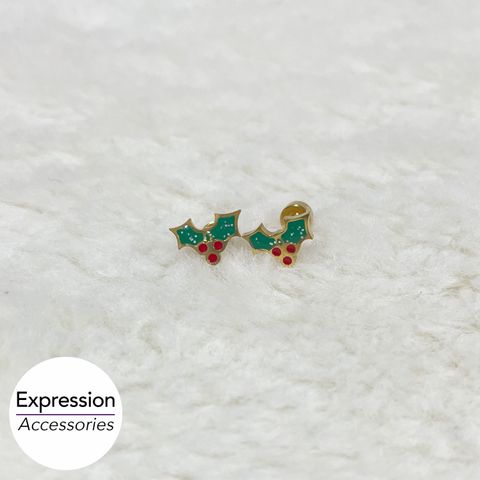 Mistletoe Screwback Stainless Steel Earrings