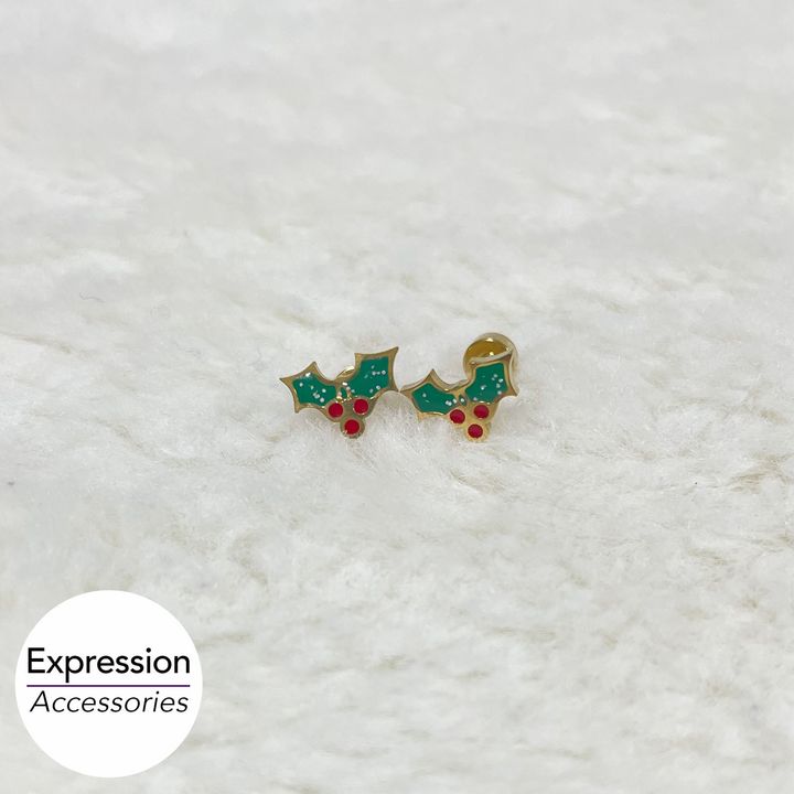 Mistletoe Screwback Stainless Steel Earrings