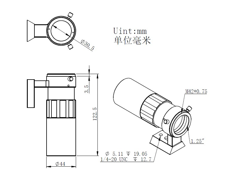 mini scope mechanical drawing