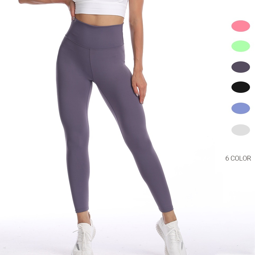 Seamless Solid Color Stripe Hip Lifting Sweating Yoga Pants Women