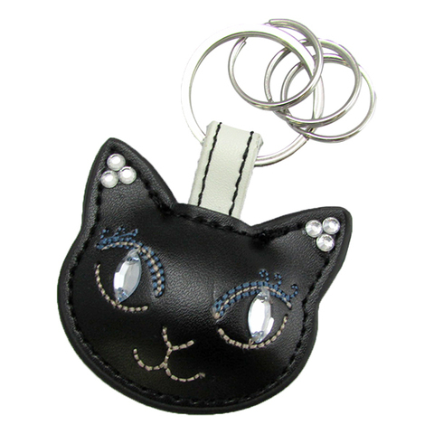 Luxury 3D  Cat  Face Leather Keychain  MiYa Co Cat  