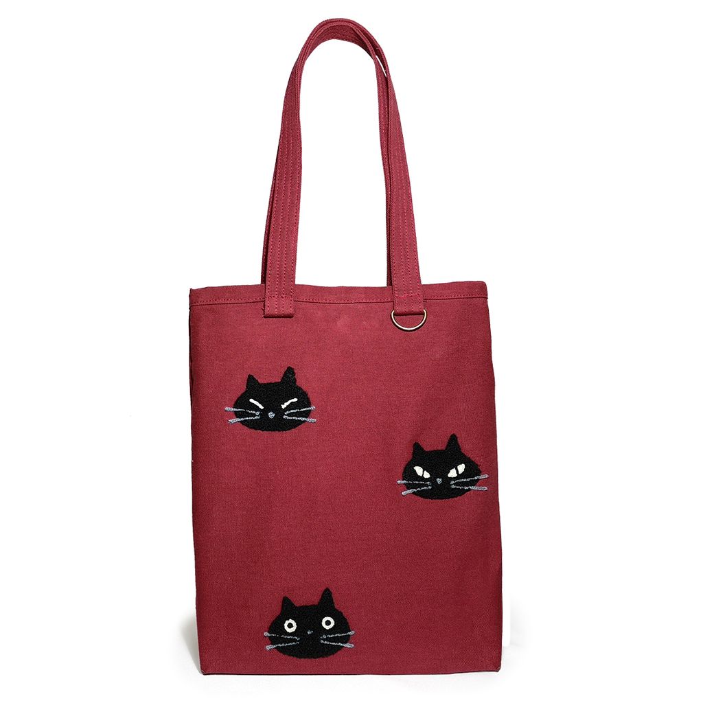NF Sagara Cat Canvas Tote Bag_Red_Front.jpg