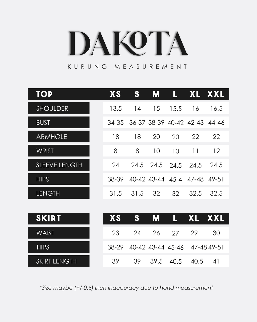 SIZE DAKOTA-01