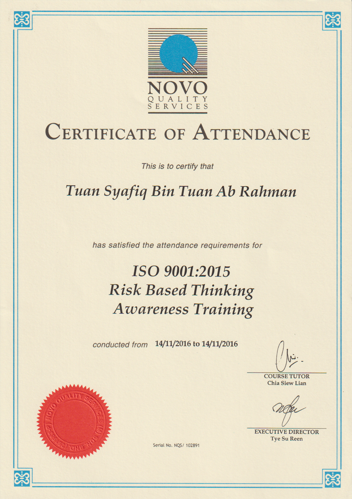 RISK BASED THINKING AWARENESS TRAINING