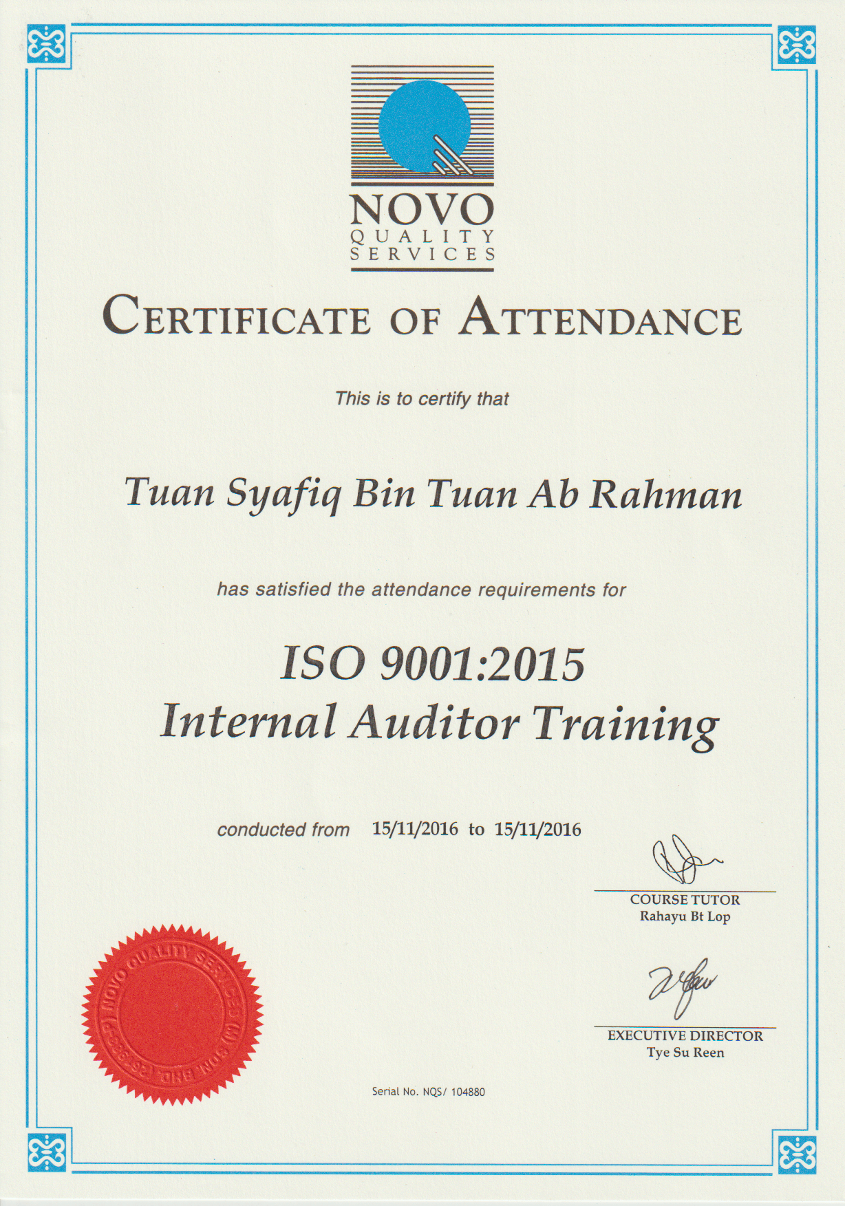 INTERNAL AUDITOR TRAINING