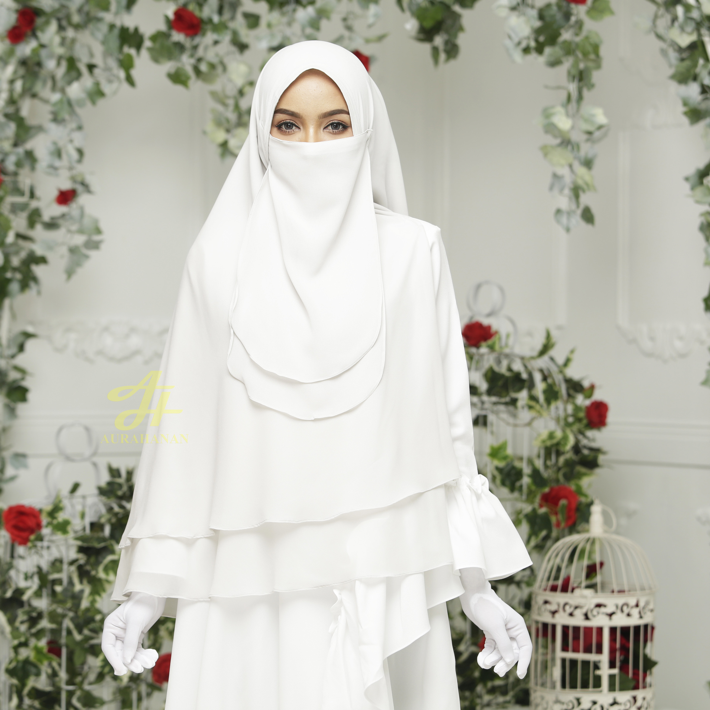 Khimar Niqab  Sophea Basic in Begonia White  AURAHANAN 