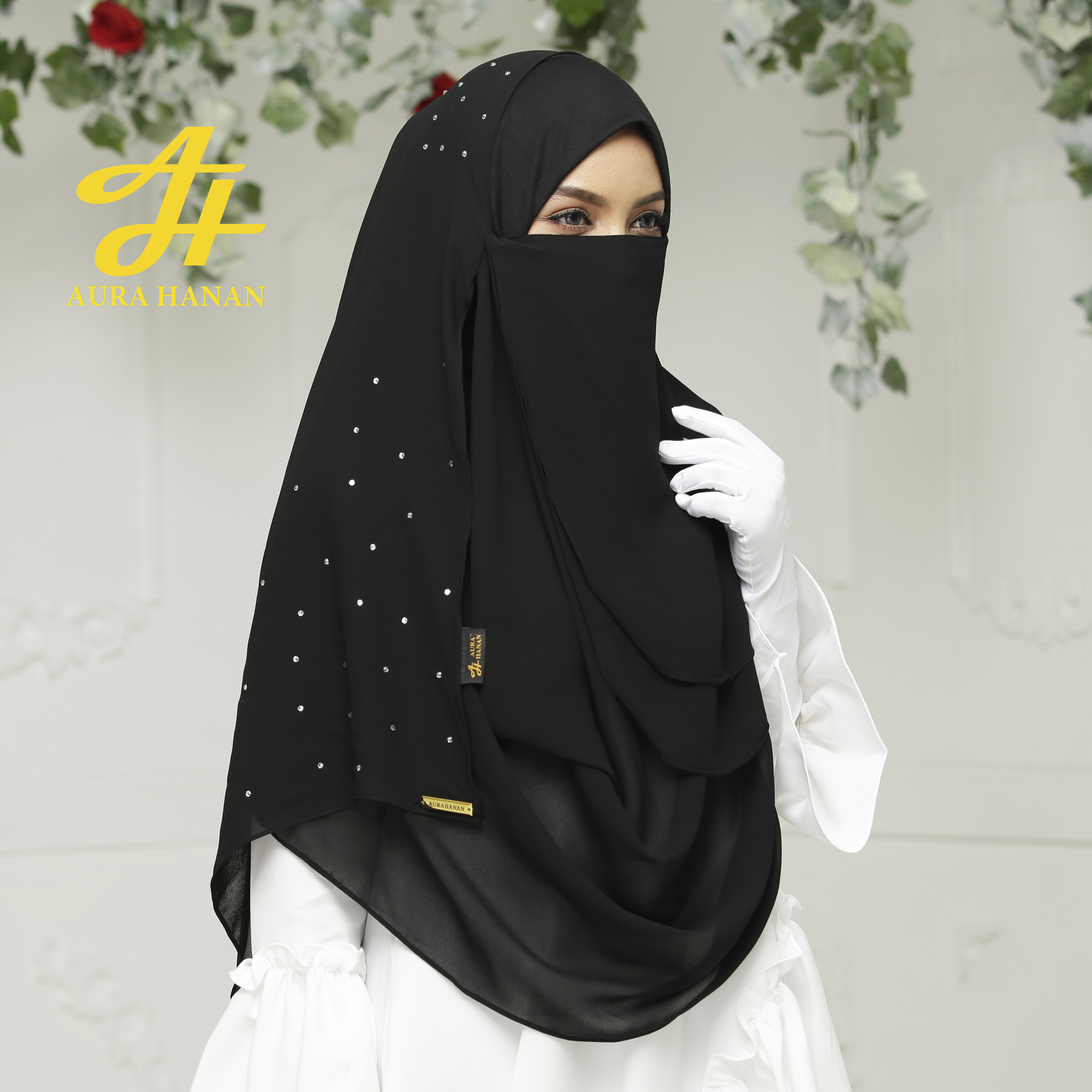 Hijab Niqab Letizia Lux in Black  AURAHANAN Hijab Niqab 