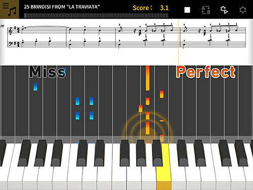 Music score and Piano roll screen