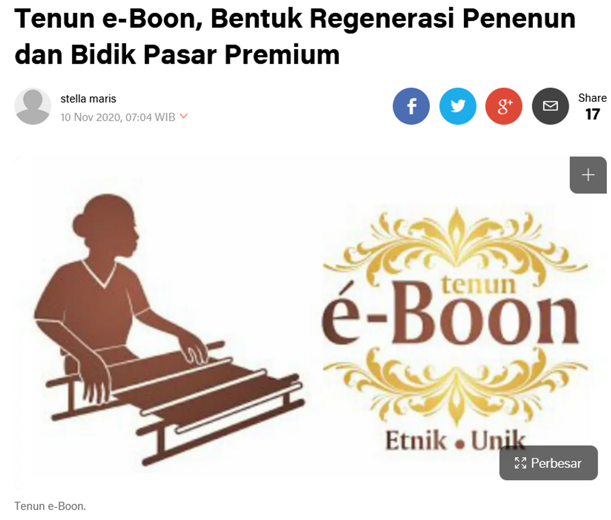 Tenun e-Boon, Bentuk Regenerasi Penenun dan Bidik Pasar Premium