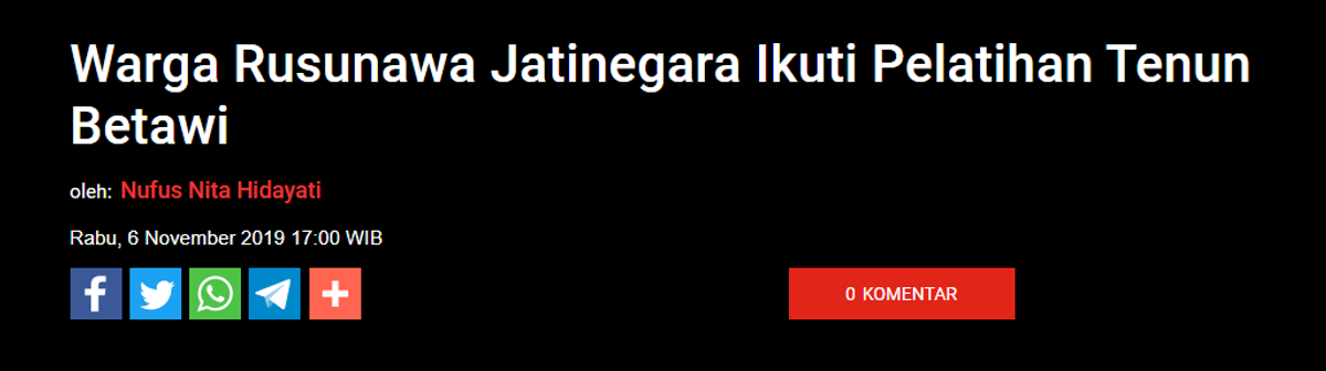 Warga Rusunawa Jatinegara Ikuti Pelatihan Tenun Betawi