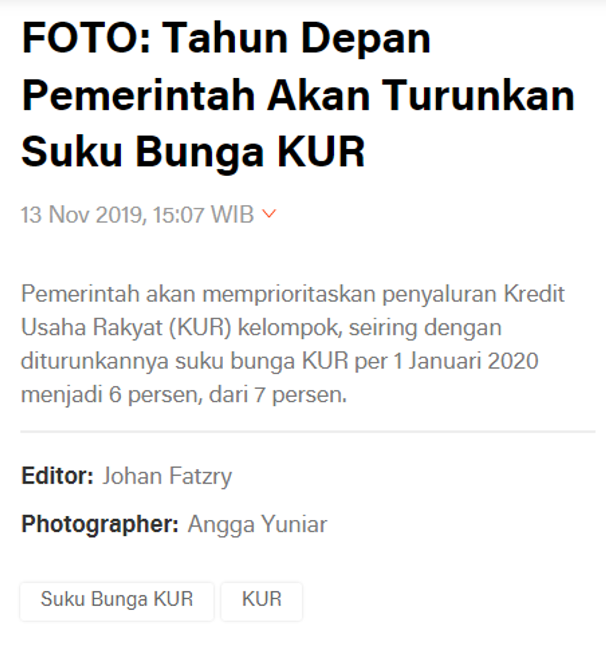 FOTO: Tahun Depan Pemerintah Akan Turunkan Suku Bunga KUR