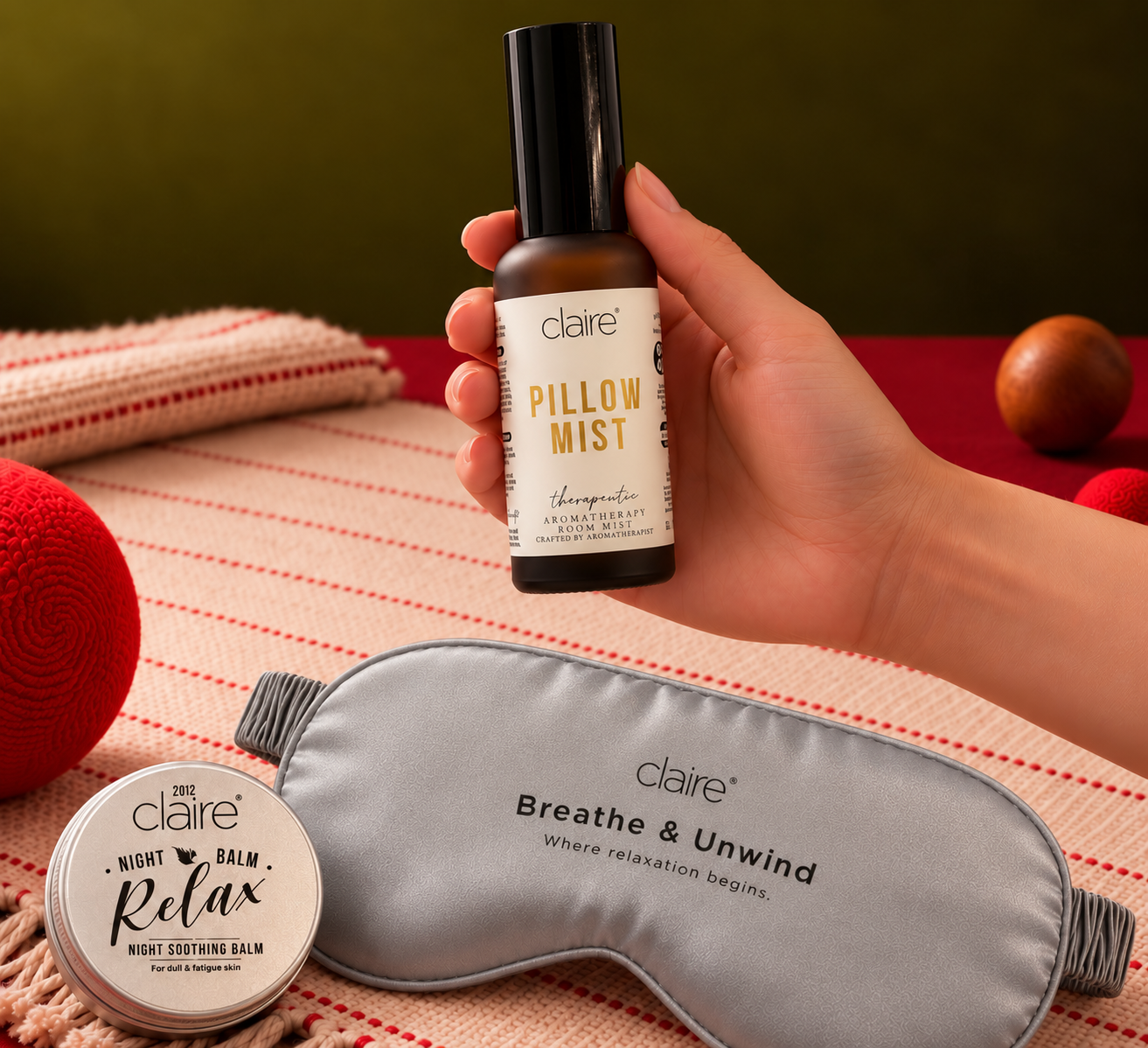 Cozy Gray Eye Mask Spa Still Life