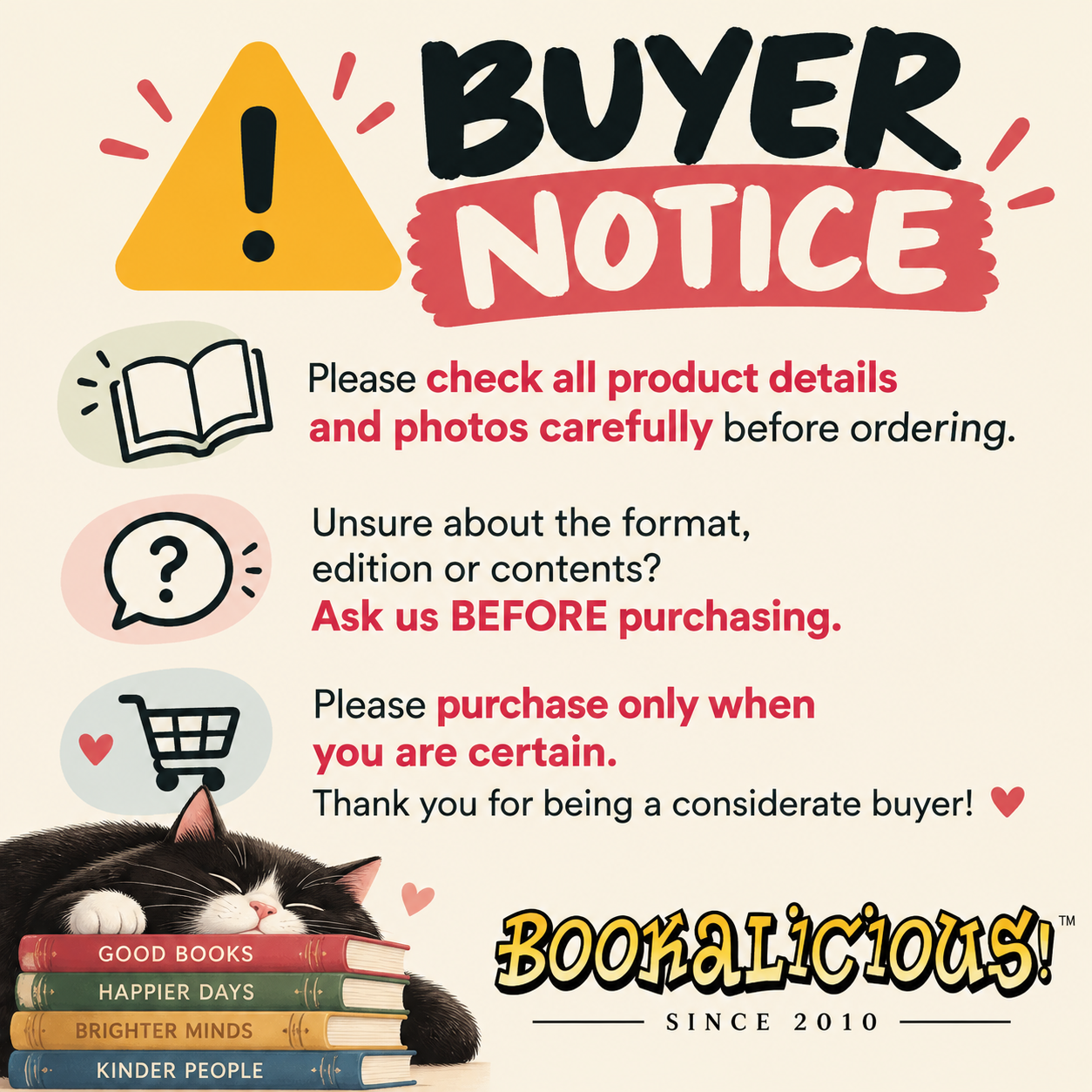 bookalicious buyer notice