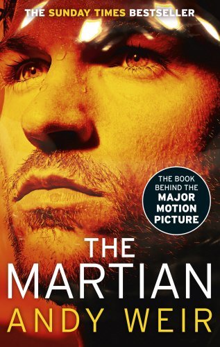 Front cover of The Martian by Andy Weir featuring a bright orange Mars surface with a lone astronaut silhouette in the distance.