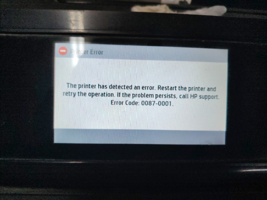HP DesignJet T730 Error 0087-0001 Display