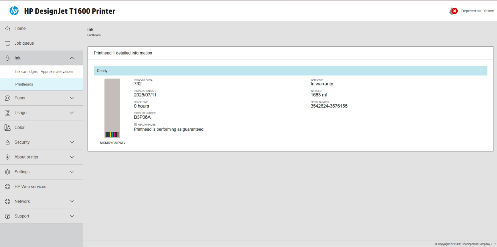 Printhead Health Status